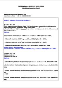 indianrailwayrules.com ACM Question Paper CBT NAIR 20.11.2022 pdf